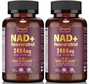 NAD Resveratrol Supplement 2464mg, Liposomal NAD Supplement with Resveratrol for Women and Men, NAD Plus Boosts NAD+ Levels, Energy Anti-Aging, 2Pack