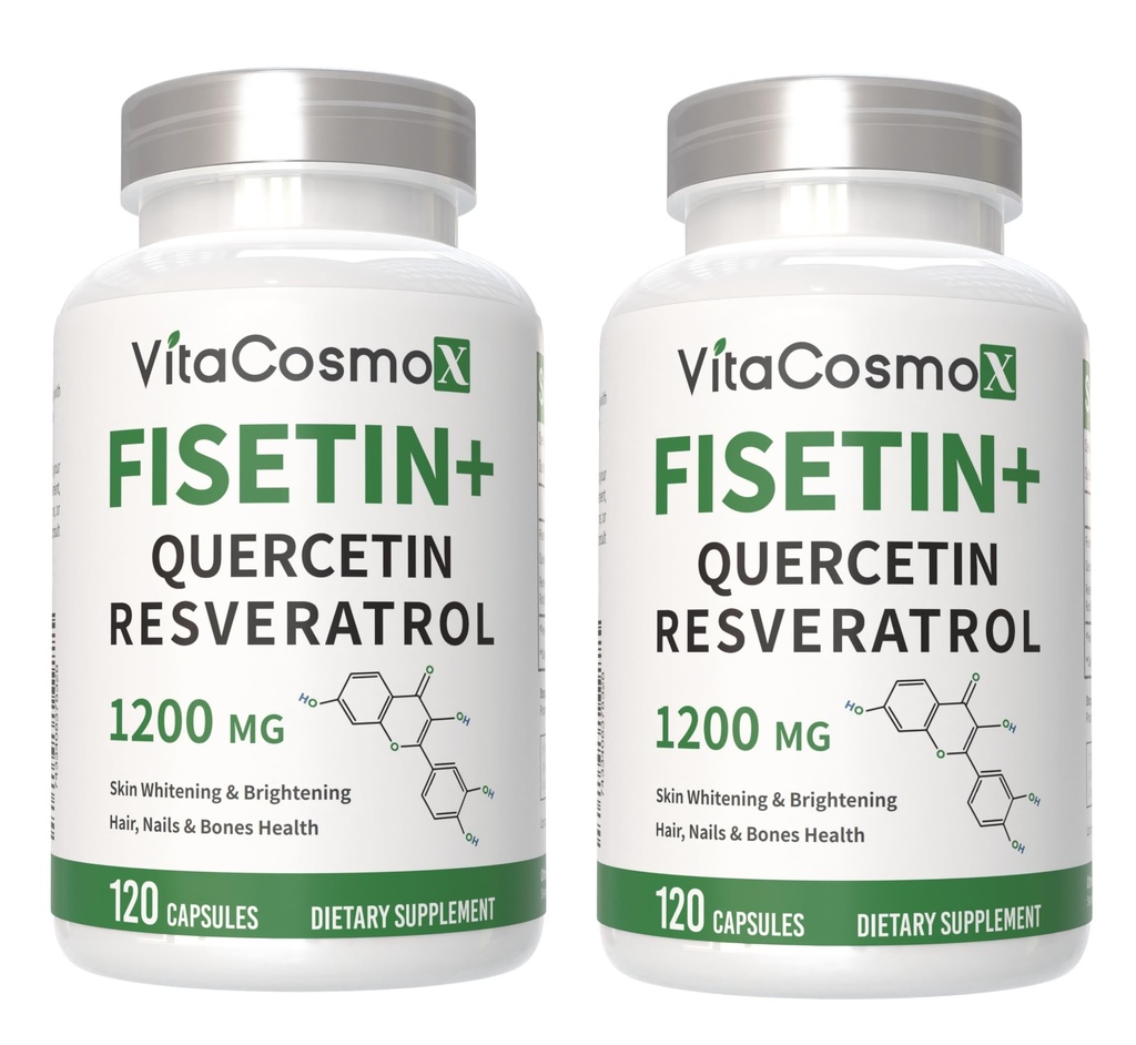 Fisetin Quercetin Resveratrol Supplement, 1,200 mg, 120 Veggie Capsules 100% Vegetarian, Non-GMO & Gluten Free - 2 Packs
