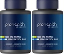 ProHealth Resveratrol 1000mg | Pure Trans-Resveratrol | Plus Quercetin, Red Wine & Green Tea Extract | Clinically Studied to Support Cellular Health, Memory, Healthy Aging | 60 Capsules (Pack of 2)