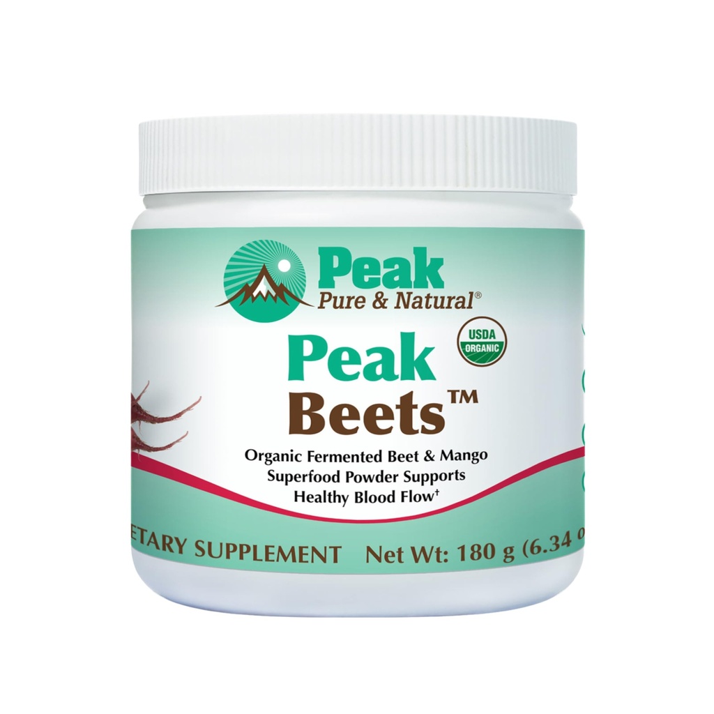 Peak Pure & Natural Peak Organic Fermented Beets - Βιολογική Ζυμωμένη σκόνη τεύτλων Superfood Drink Powder - Nitric Oxide Supplement Support for Normal Blood Pressure