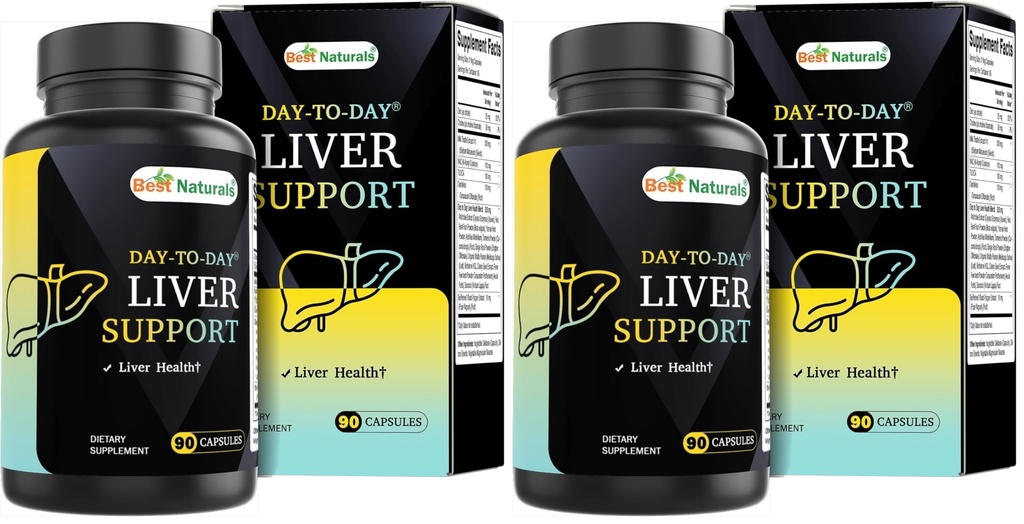 Best Naturals Day to Day Liver Support - 90 Veg Capsules - Made in The USA - Non-GMO & Gluten Free (Pack of 2)