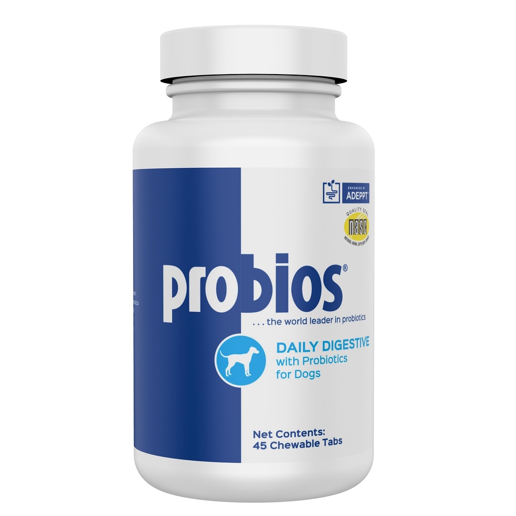 Probios Dog Probiotic Chewable Tablets, Chicken Liver, 45 Count | Gut health, Digestive support, Immune support, For stress and travel