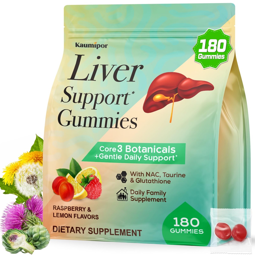 Liver Detox Cleanse & Repair, Liver Support Supplement with Milk Thistle, | NAC, Dandelion Root, Turmeric & Artichoke for Liver Health, Digestion, Immunity, Family-Friendly, Vegan, 180 Gummies