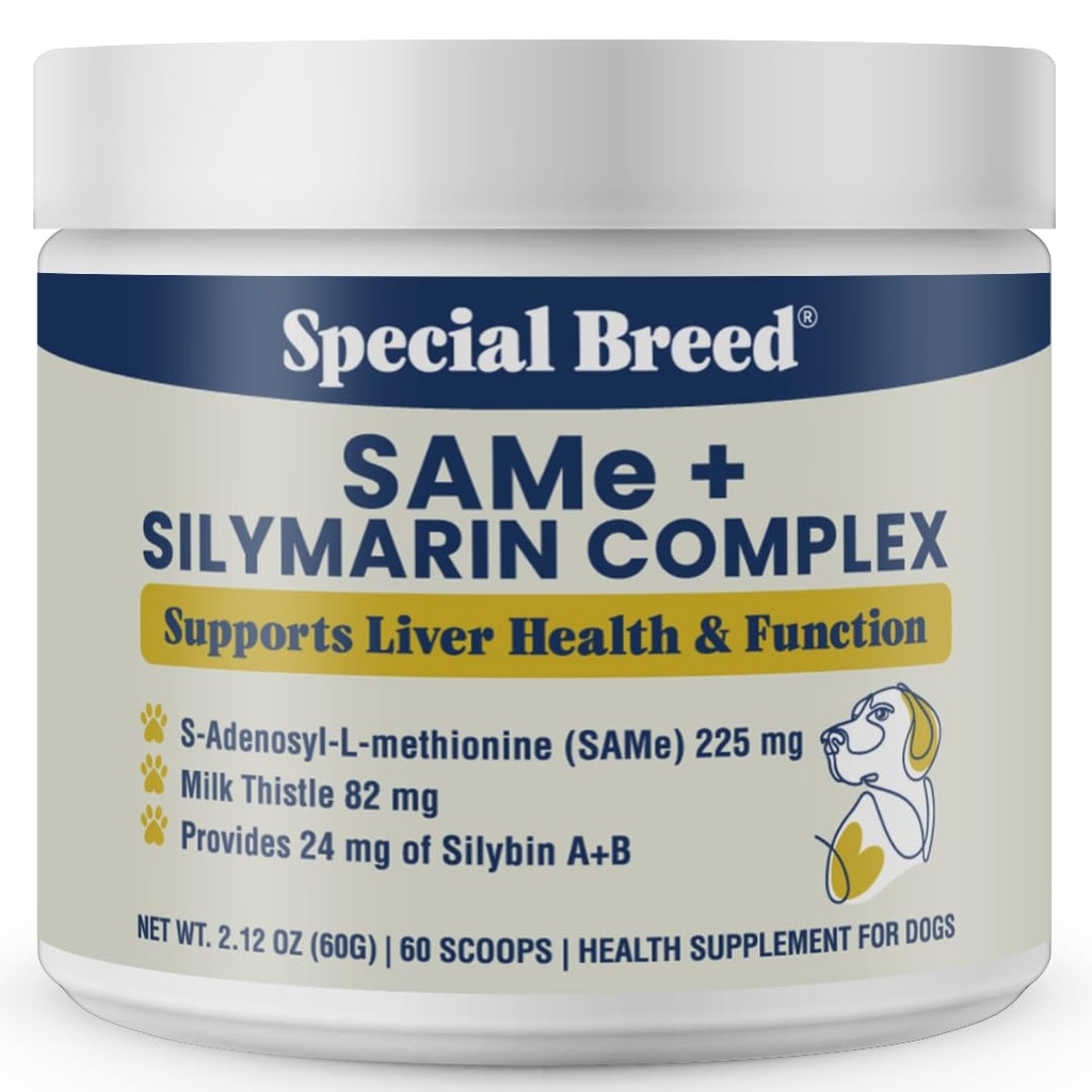 Liver Support for Dogs – Same + Milk Thistle Supplement Powder – Supports Liver Function, Detox & Cellular Health – Silymarin with 24 mg Silybin A+B – 60 Servings