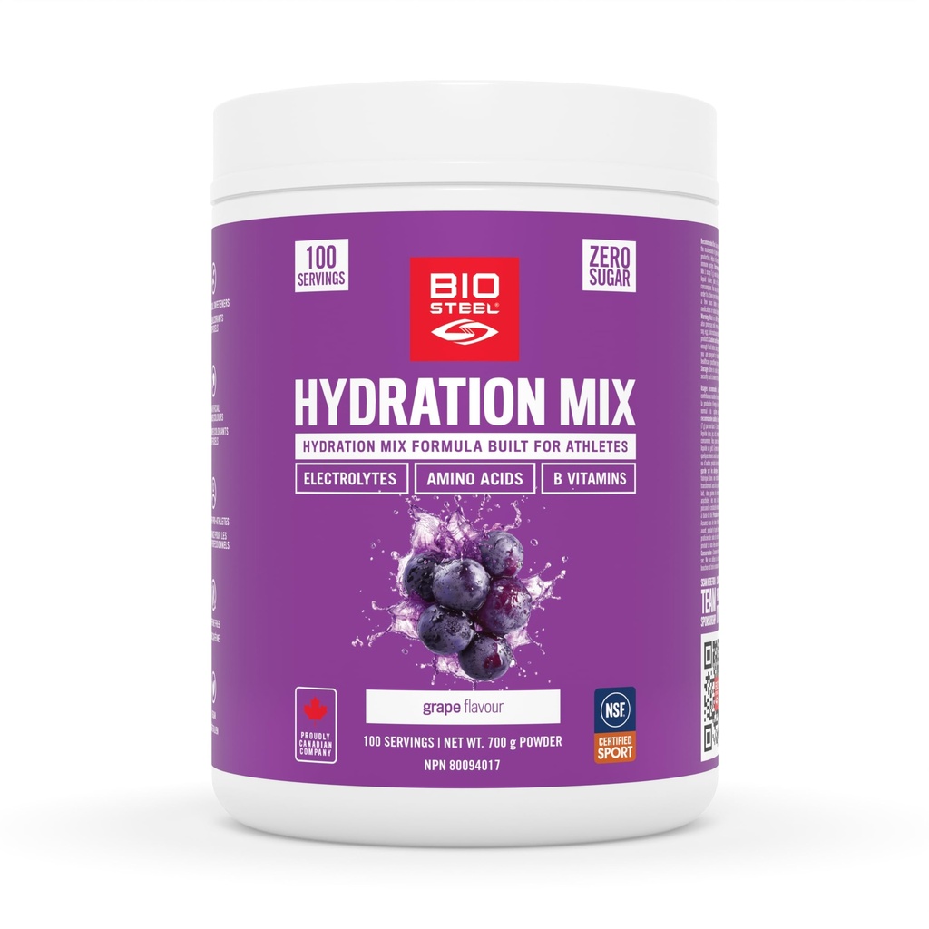 BioSteel High Performance Sports Hydration - Sugar Free Drink Mix Grape, 100 Servings