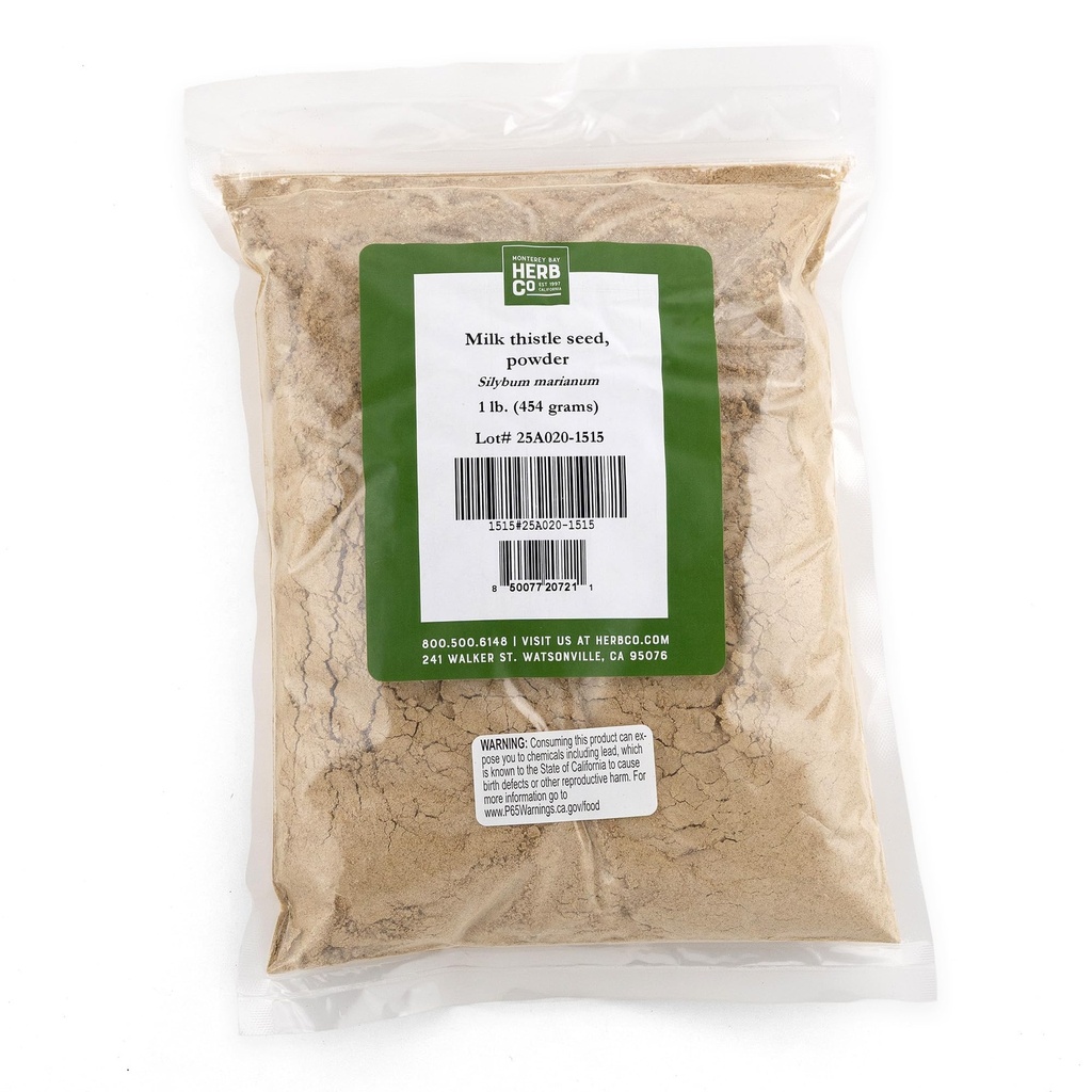 Milk Thistle Seed Powder, by Herb Co, Silybum Marianum, from Germany & Poland, Kosher, for Smoothies, Yoghurt, Hot Cereal, Soups, Salves & Skin Washes, 1 lb