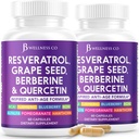 JB Wellness Resveratrol, Grape Seed Extract, Berberine, Quercetin - Polyphenol Supplement for Women and Men with Noni Extract, N-Acetyl Cysteine, Acai - 180 Capsules