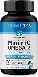 rTG Omega 3 Fish Oil Dietary Supplement - High Absorption & Fast Acting, Burpless Fish Oil Supplement from Anchovy. re-esterified Triglyceride w/EPA & DHA (as rTG) 960mg - 120 Softgels by CGM Labs