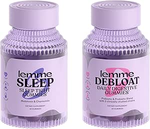 Lemme Sleep & Debloat Bundle - Sleep Gummies, ένα Nighttime Aid & Debloat Gummies για Digestive & Gut Health, Probiotics & Prebiotics - Gluten Free, Gelatin Free, Non-GMO - 60 Ct.