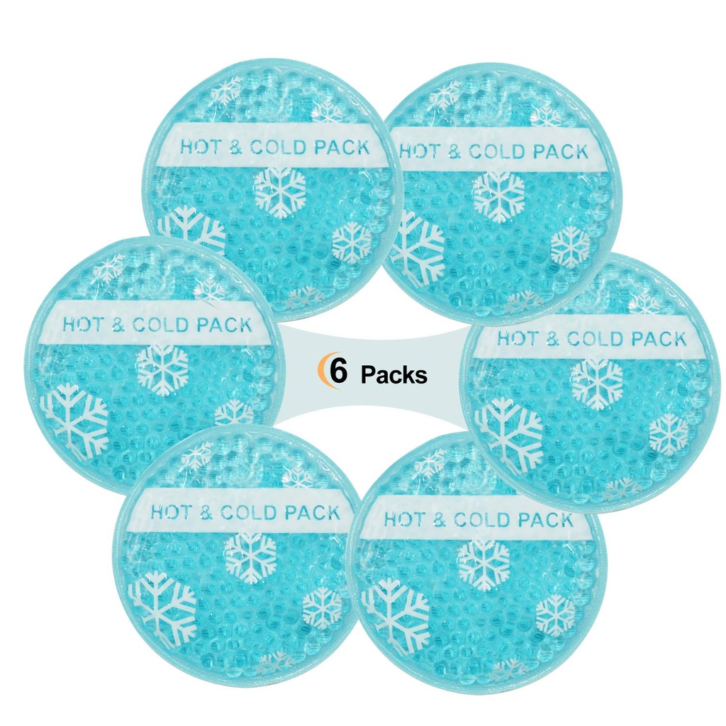 OLESILK Small Round Gel Beads Ice Packs with Cloth Backing, 6 Packs | Reusable, Hot and Cold Therapy for Breastfeed Injury, Kids Pain Relief, Headache, Tired Eyes, Wisdom Teeth, Sinus Relief