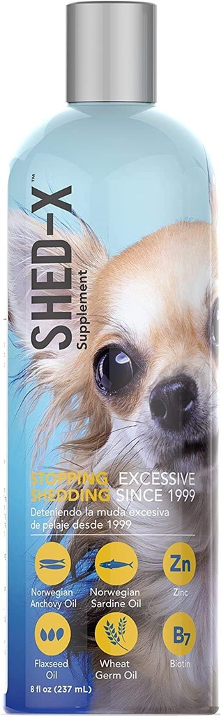 Shed-X Liquid Dog Supplement, 8oz – 100% Natural – Βοηθά σκυλοβόμβα, Fish Oil for Dogs Υποστηρίζει το δέρμα & το παλτό, λάδι σκύλου για τροφή με απαραίτητα λιπαρά οξέα, βιταμίνες και ορυκτά