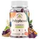 Polyphenol Gummies, Plant-Based Formula with Resveratrol, Elderberry, Grape, Turmeric,Green Tea, Cranberry Extract, Vitamins & Minerals, Superfood Blend, Mixed Berry Flavor, 60 Gummies