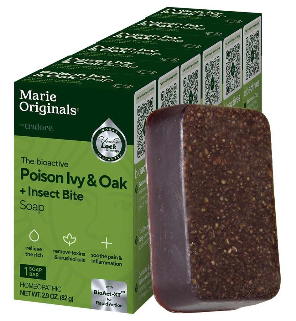 Marie Originals Poison Ivy Soap, Outdoor Skin Cleanser, 6 Pack | For poison ivy, poison oak & sumac, anti-itch cleansing bar, soothes rashes, all-natural formula, six 2.9 oz bars