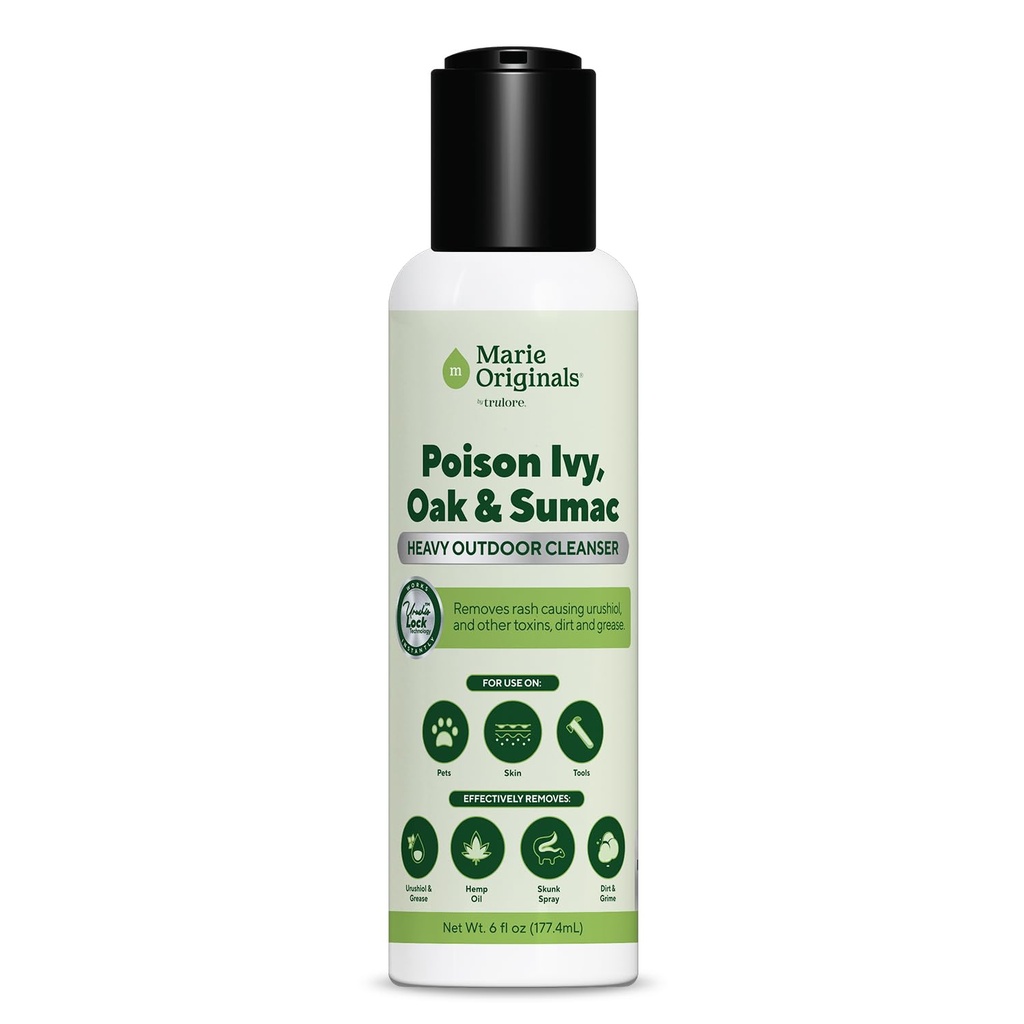 Marie Originals Poison Ivy, Oak & Sumac Heavy Duty Wash & Scrub, 6 fl oz | Poison Ivy Body Wash Cleanser - Urushiol Oil Remover for Skin, Pets & Tools, Removes Grease, Grime & Skunk Spray