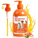 VUN Salmon Fish Oil for Dogs Skin and Coat,Unflavored Dog Omega 3 Oil | for Cats Itchy Dry Skin,Allergy& Itch Relief,Joints&Paws,Wild Liquid Fish Oil by Pump with EPA DHA–16 oz