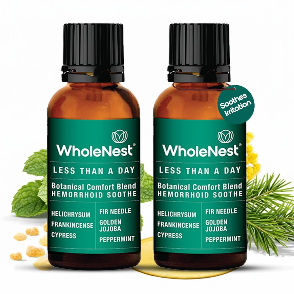Hemorrhoid Treatment Oil | Botanical Blend with Cypress & Frankincense Oils | Soothing Relief from Burning, Itching & Swelling | External Hemorrhoid & Postpartum Care | Pack of 2