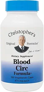 Christopher's Original Formulas Blood Circ Formula Κάψουλες, βοτανικό συμπλήρωμα για καρδιοαγγειακή & Κυκλοφορική ευεξία, 100 κάψουλες