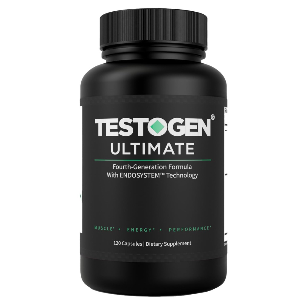 Testogen Natural Testosterone Support - 120 Capsules - with D-Aspartic Acid, Fenugreek, Magnesium, D3, K2, Boron, Copper & More
