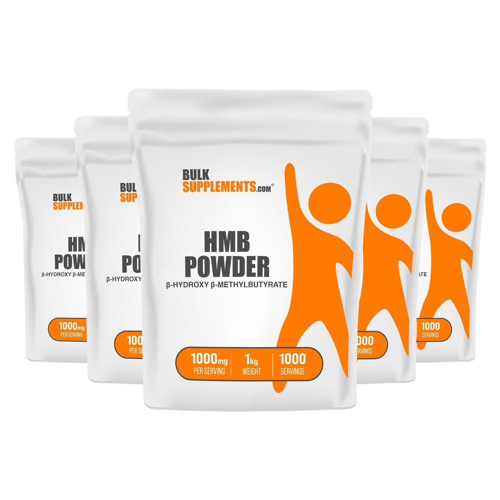 BulkSupplements.com HMB Κόνις - ως συμπλήρωμα HMB ασβεστίου, Beta-hydroxy Beta-Methylbutyrate - Χωρίς γεύση και γλουτένη, 1g ανά υπηρεσία, 1kg (πακέτο των 5) (11 lbs)