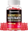 Μαγνήσιο Γλυκινικό Gummies 1000mg - Συμπλήρωμα χωρίς ζάχαρη Μαγνήσιο Κάλιο με βιταμίνη D, B6, CoQ10 για υποστήριξη ηρεμίας & ύπνου - 60 Gummies Φράουλα.