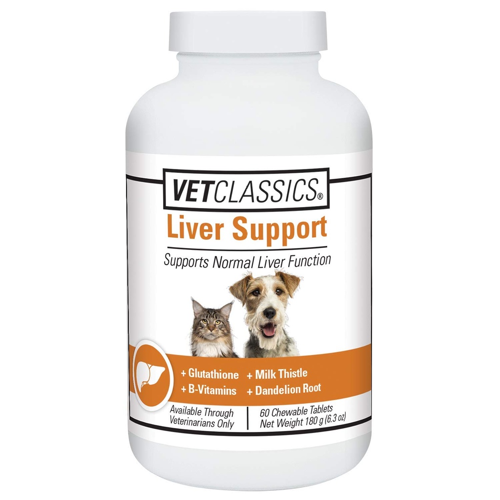 Vet Classics Liver Support Pet Health Supplement for Dogs, Cats – Liver Functions – B- Vitamins, Glutathione, Milk Thittle – Μαλακά δισκία, μάσημα – 60 Μασώμενα δισκία