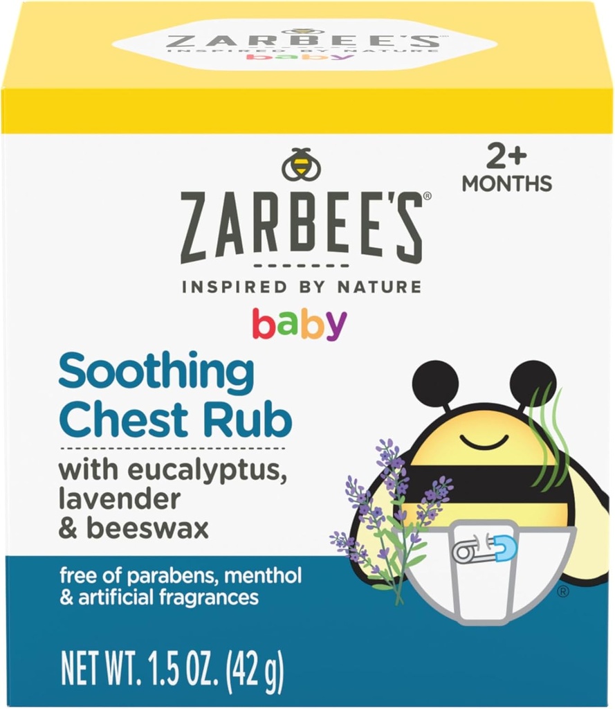 Baby Deothing Chest Rub του Zarbee με ευκάλυπτο & λεβάντα, πετρέλαιο-ελεύθερο ασφαλή και αποτελεσματική Φόρμουλα, 1,5 ουγγιά