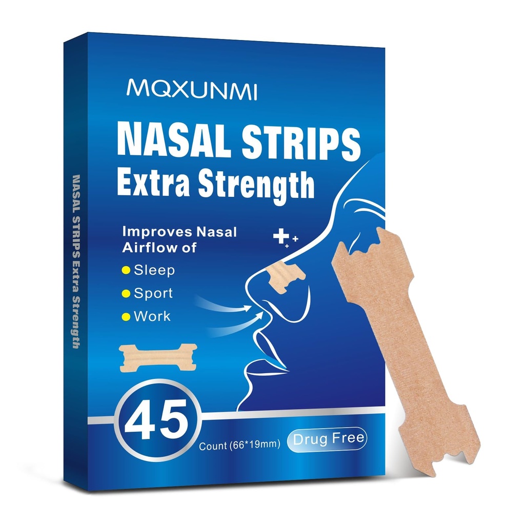 Nasal Strips Extra Strength, 45 Count Works Instantly to Improve Sleep, Reduce Snoring, & Relieve Nasal Congestion Due to Colds & Allergies