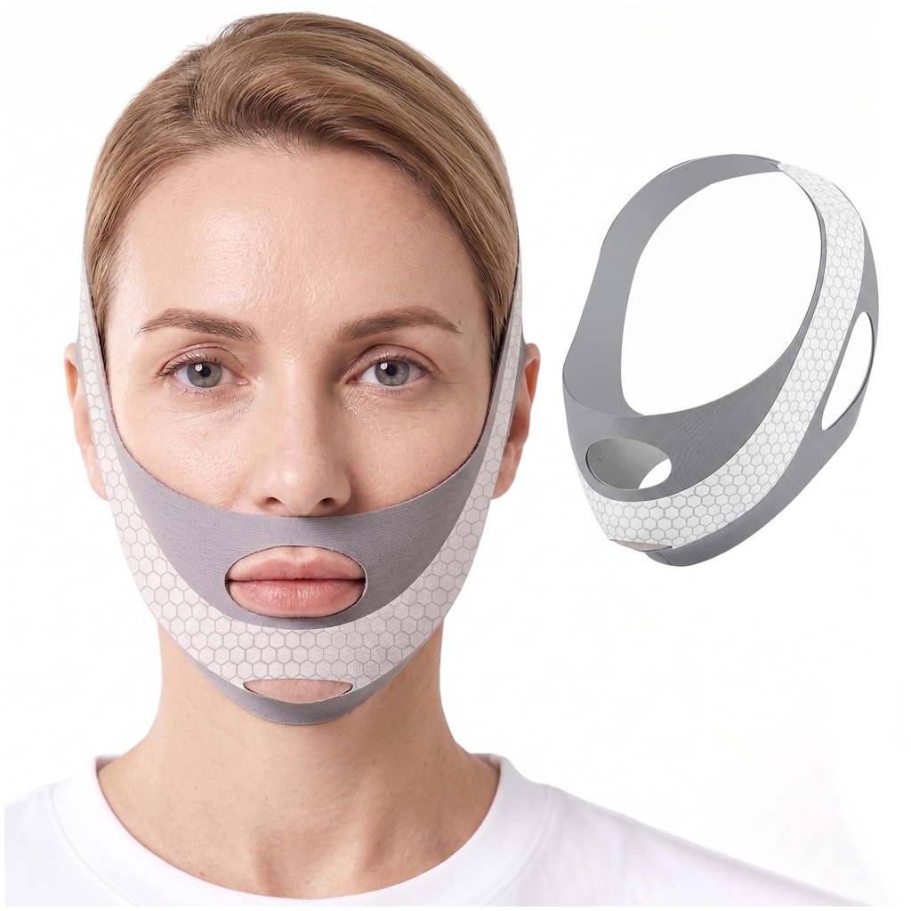 Chin Strap for Adults Sleeping with 4-Side Adjustment | Breathable Elastic Sleeping Aid, Anti Snoring Soft Snore Stopper Straps for CPAP Users, Gray