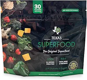 Texas SuperFood - Original Superfood Powder, Superfood Reds and Greens, All-Natural Whole Food Dietary Supplement, Non-GMO, Gluten Free, Vegan, No Soy, 30 Servings, 180 Grams