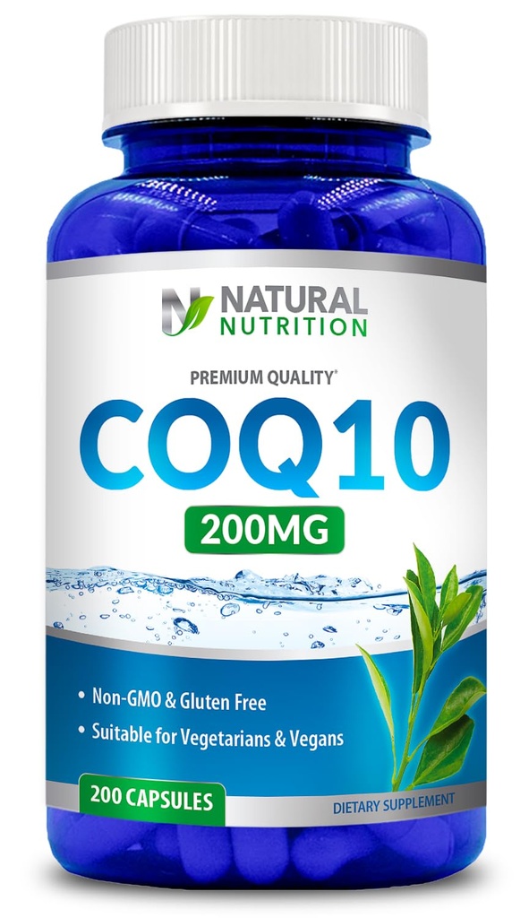 Γενόσημο Φυσική Βιταμίνη Coq10 200mg, 200 Κάψουλες, Γρήγορη Απορρόφηση - Χωρίς γλουτένη & Μη ΓΤΟ