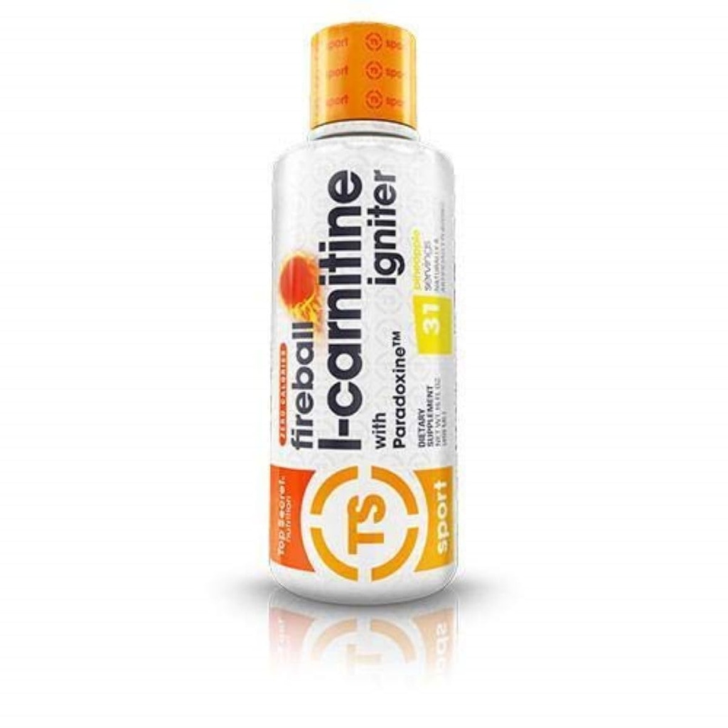 Top Secret Nutrition Fireball Liquid L-Carnitine, Pineapple, 21 Servings | Supports Weight Management, Enhances Energy & Performance, Stim-Free Formula, Liquid L-Carnitine + Paradoxine