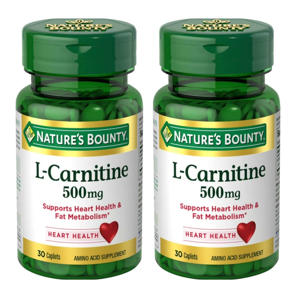 Nature's Bounty L-Carnitine 500 mg 30 Caplets (Pack of 2)