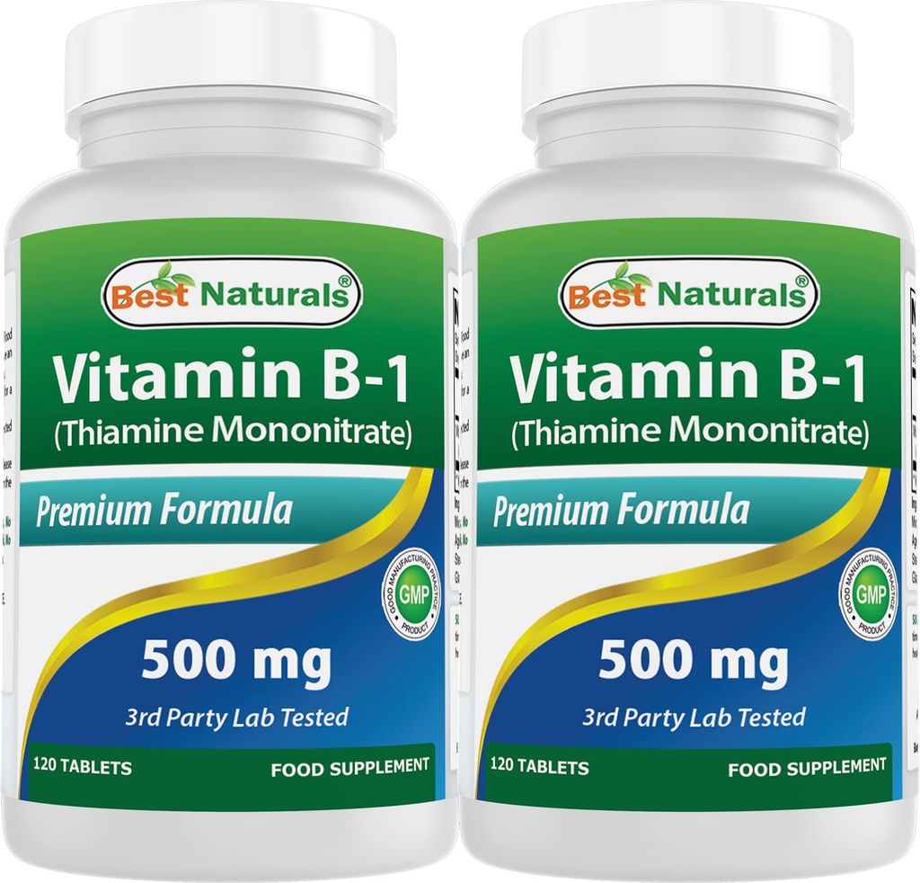Best Naturals Βιταμίνη Β1 ως Thiamine Mononitrate 500 mg δισκία (120 Count (Pack of 2))