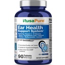 Ear Health Support System, GMP Quality, Vegan, 90 Veg Tablets - 30 Servings | Vitamins, Calcium, Bioflavonoids & Inositol, Dietary Supplement Formula, Suitable for Adults, Made in cGMP Facility USA
