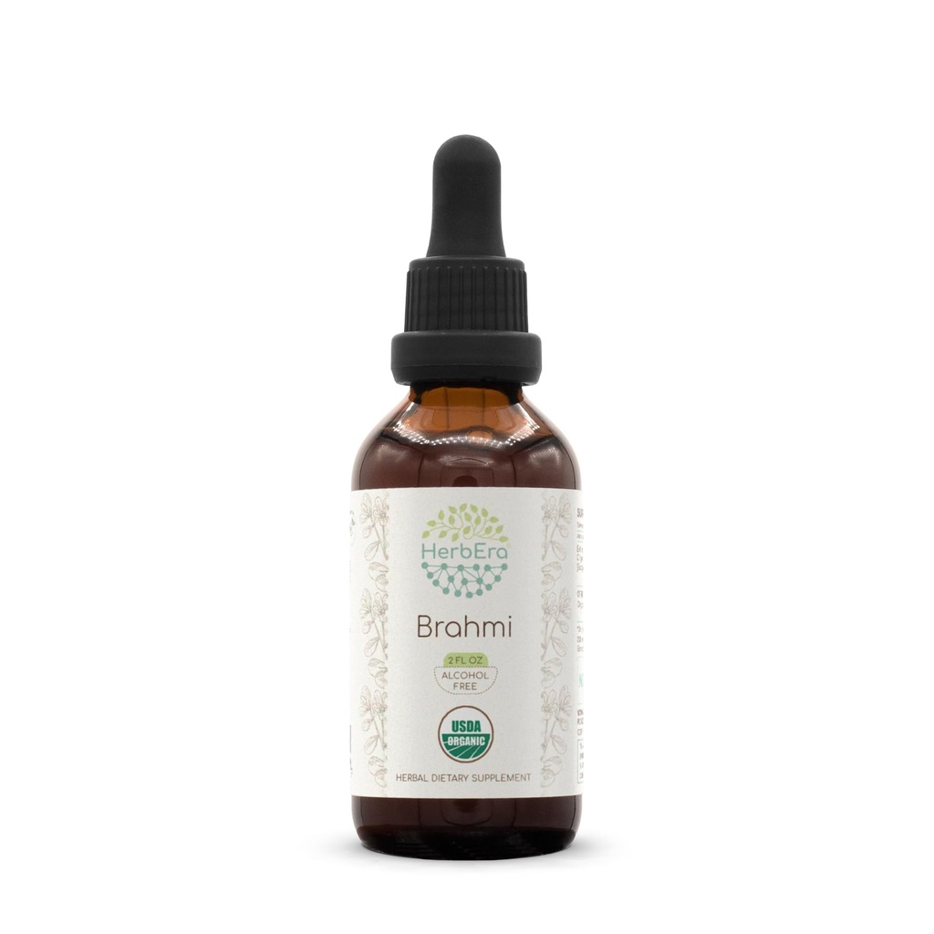 Brahmi USDA Organic Tincture | Alcohol-Free Extract, Herbal Drops | Certified Organic Brahmi (Bacopa Monnieri) Dried Herb (2 fl oz)