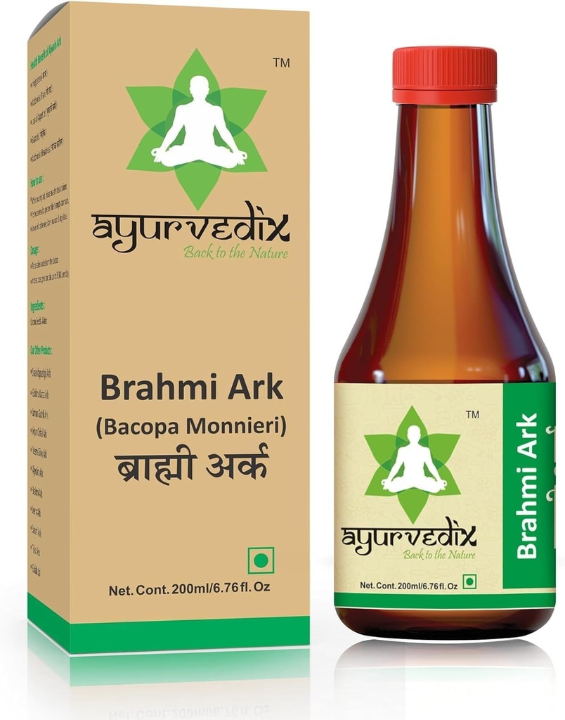 Brahmi Ark (Bacopa Monnieri Distillate) Pack of 3 | Supports Brain Health Memory Focus & Alertness | Natural Ayurvedic Herbal Tonic