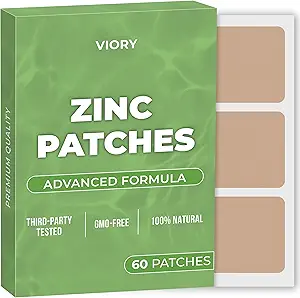 Zinc Patches (Pack of 60) - 100% Natural Patch for Women and Men - with Biotin - Immune & Body Support - Enhanced Formula