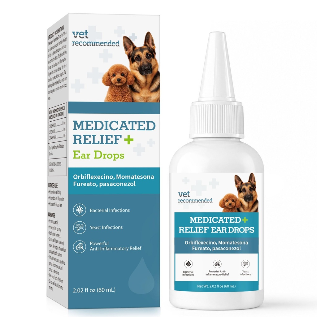 Dog Ear Infection Treatment, Yeast Infection Treatment for Dogs, Dog Ear Drops, Helps Relieve Ear Discomfort, Reduce Wax Buildup & Maintain Ear Cleanliness, Easy-to-Use Dropper, 2.02 fl oz (60 mL)