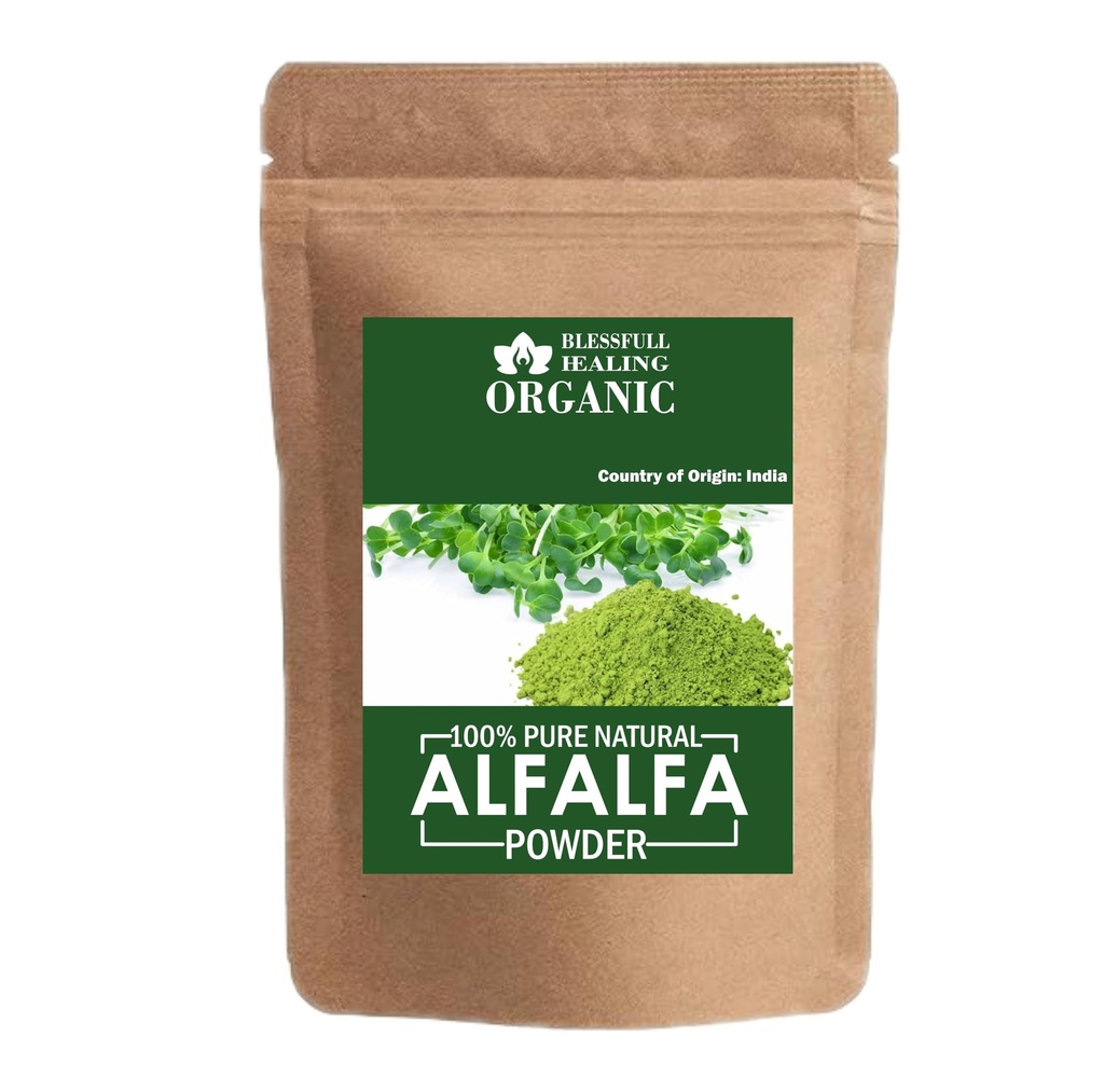 Blessfull Healing Organic 100% Pure Natural Alfalfa Powder | 100 Gram / 3.52 oz