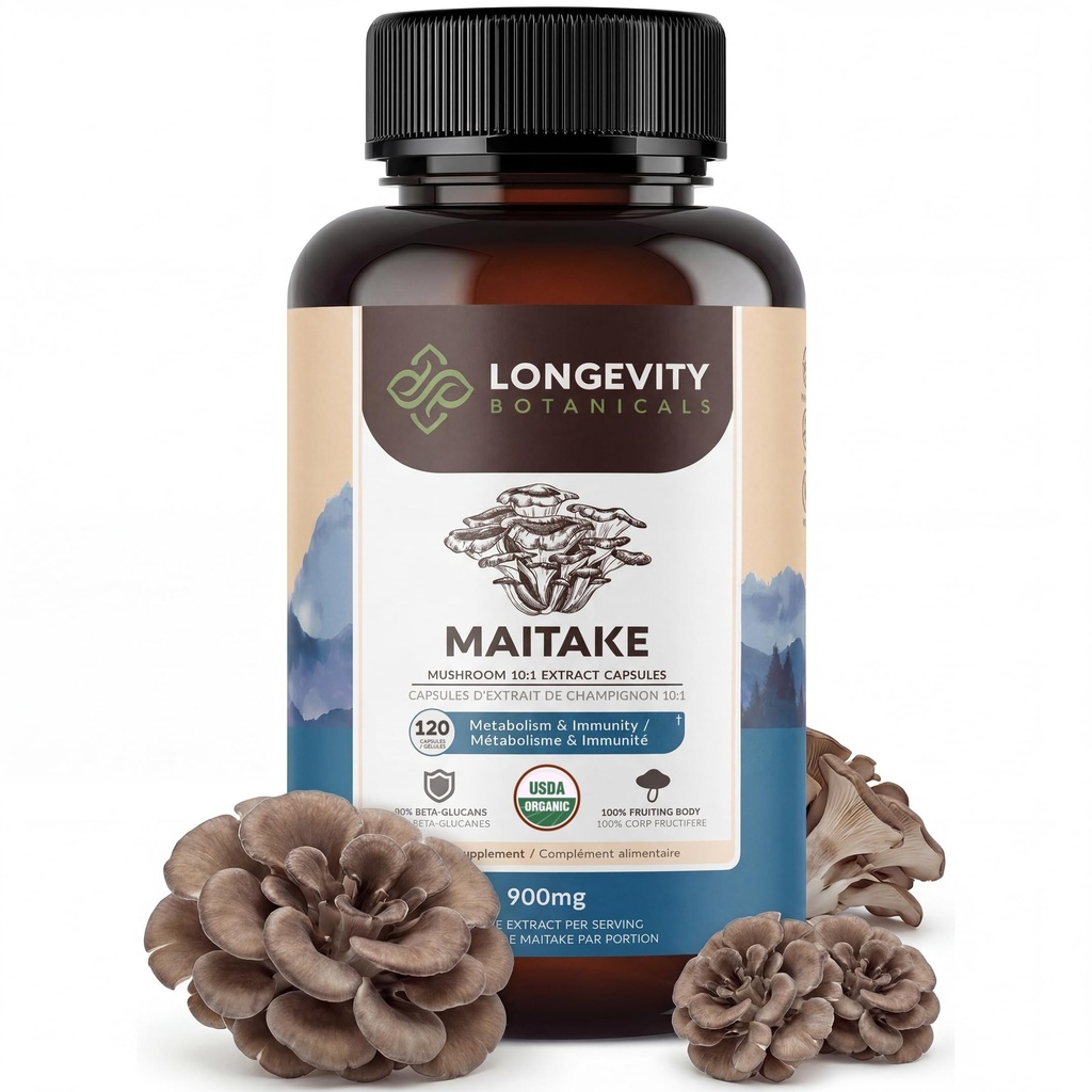 Μακροχρόνια Βοτανικά Βιολογικά Maitake Mushroom Extract Κάψουλες (120) 