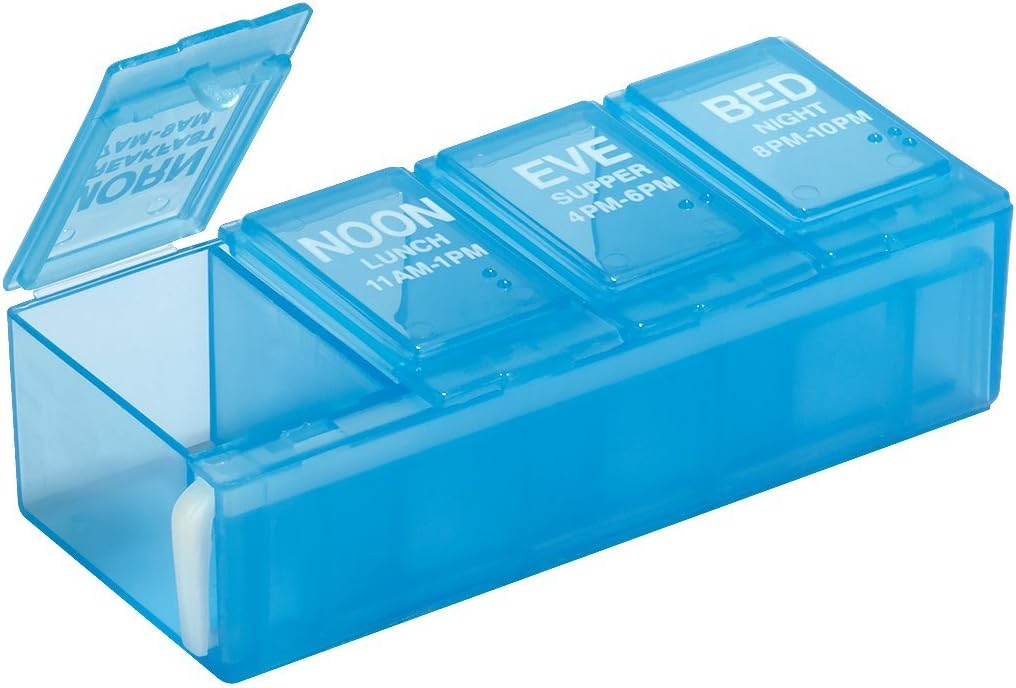 EZY DOSE Daily Pill Planner, Ιατρική περίπτωση, Βιταμινική Organizer Box, Κλείδωμα διαμερισμάτων για την ασφαλή ιατρική συνταγή και την πρόληψη τυχαίας χύτευσης, 4 φορές την ημέρα, Χρώμα Μαΐου Vary, BPA δωρεάν