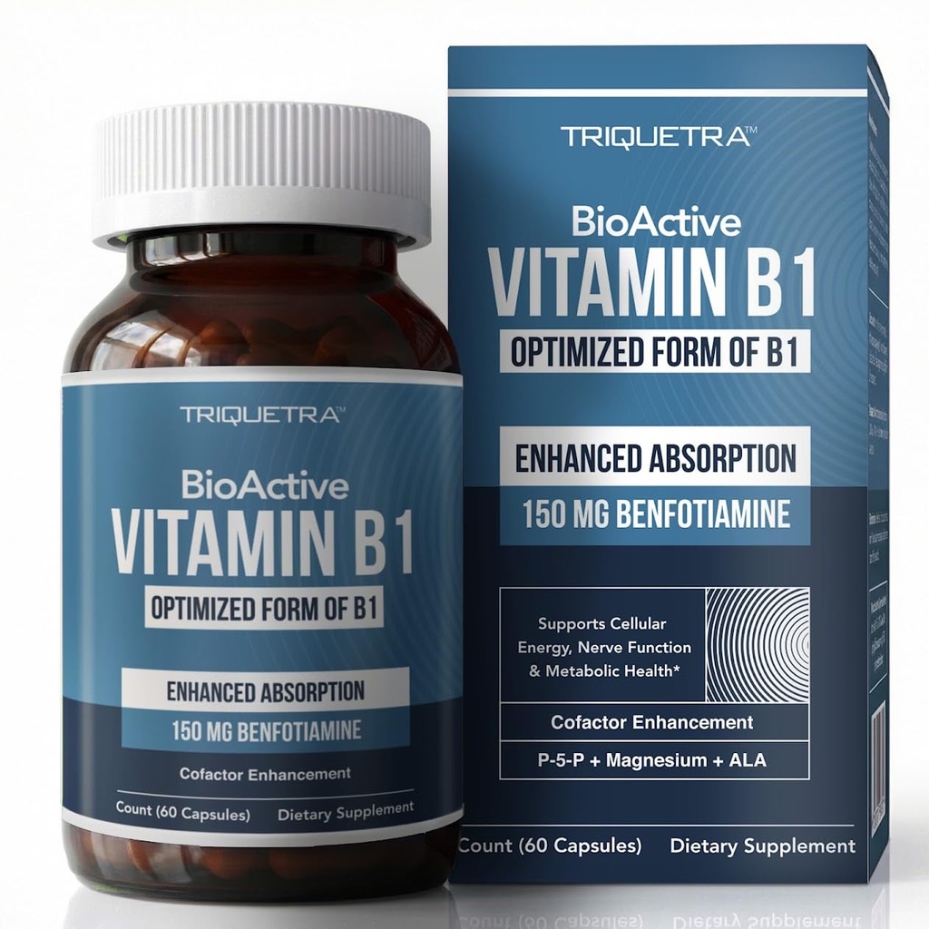BioActive Vitamin B1 - 150mg Benfotiamine Capsules, Fat-Soluble Thiamine Supplement for Nerve, Energy & Metabolic Support with Magnesium & Alpha-Lipoic Acid - Foundational Strength, Non-GMO (60ct)