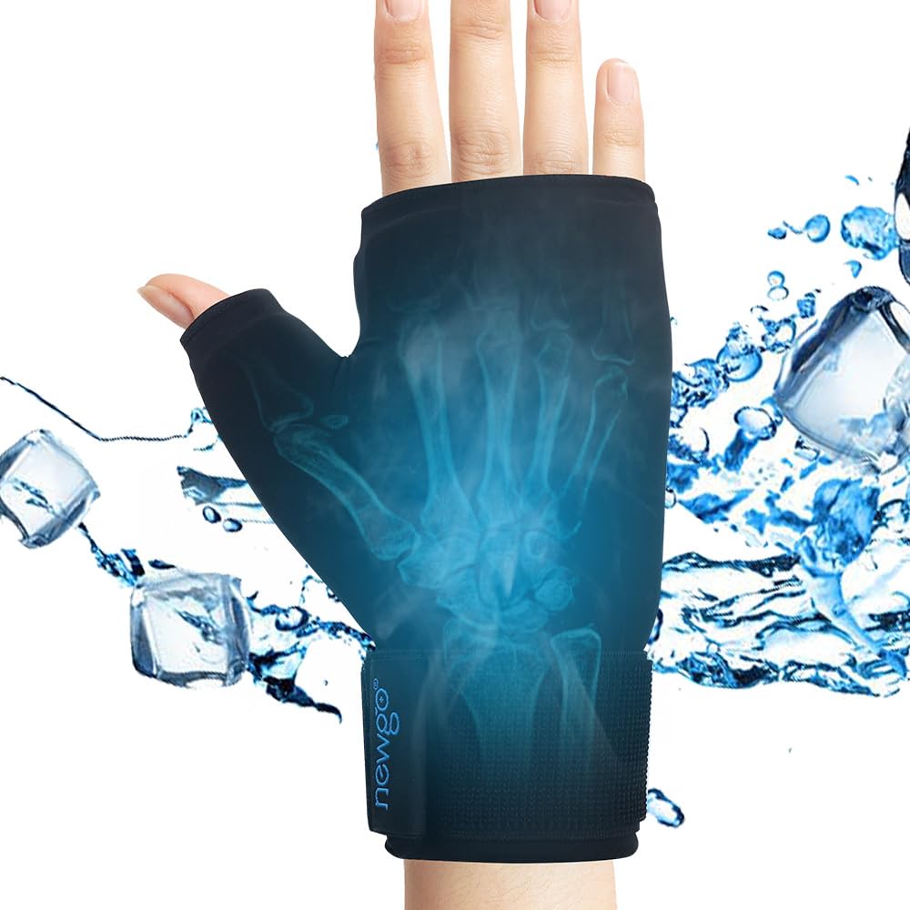 NEWGO Hand Ice Gloves, Hot & Cold Therapy for Wrist & Thumb Pain | Reusable Gloves Soothes Arthritis, Carpal Tunnel, Tendonitis, Swelling, and Post-surgery Pain, Comfortable for Men and Women