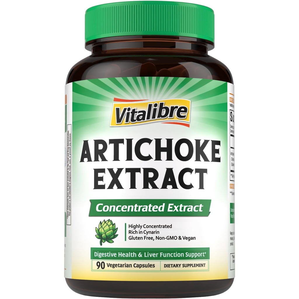 Artichoke Extract, 600 mg of Artichoke Leaf Extract, Non-GMO, No Gluten, for Digestive Health & Liver Function, 90 Capsules