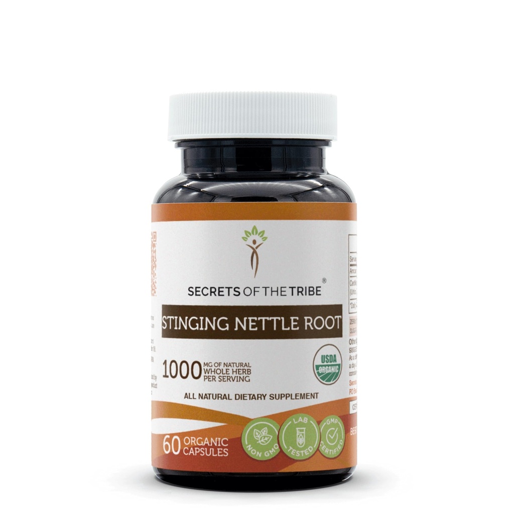 Secrets of the Tribe Stinging Nettle Root USDA Organic 60 Capsules | Made with Organic Vegetarian Capsules and Organic Stinging Nettle (Urtica Dioica) Dried Root (60 Capsules)