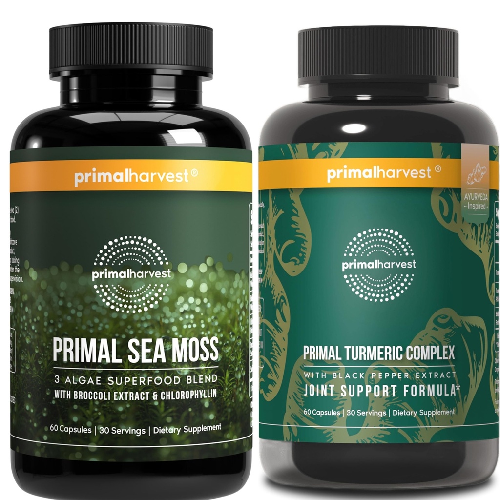 Primal Harvest Daily Two-Step Routine | Sea Moss + Turmeric | 2 Pack | 30 Day Supply