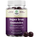 Extra Strength Iron Supplement Gummies for Women & Men - Chewable Iron with Vitamin C & B Complex for Energy Blood Builder & Immune Support - Increase Red Blood Cells Supplement - 30 Count