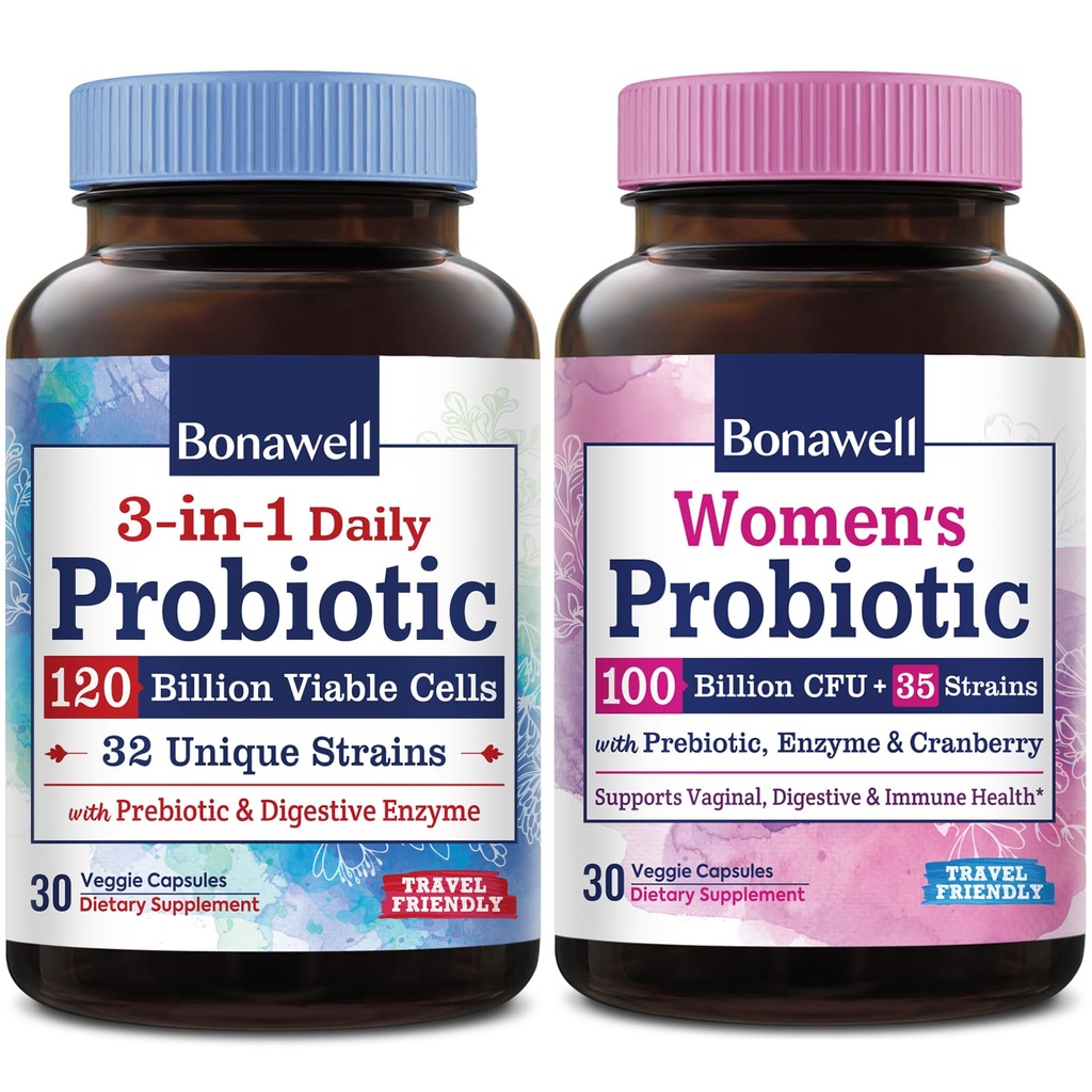 Probiotics 120 Billion & Probiotics for Women Bundle, Digestion, Immunity, Women’s Health, Probiotic 120 Billion Caps 30ct & Probiotics for Women Caps 30ct