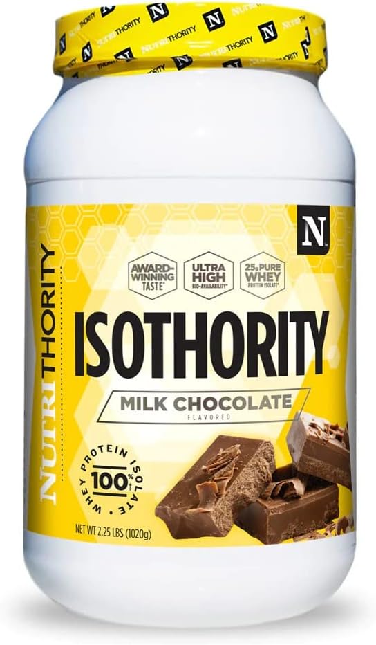 Isothority Whey Protein Isolate, Γάλα σοκολάτα, 2 lb - Ultra Απορροφήσιμη Διακλαδισμένη Αλυσίδα Αμινοξέα (BCAA) Σκόνη με 25g πρωτεΐνης ανά υπηρεσία, χαμηλής υδατανθράκων - Build Muscle & Accelerate Recovery
