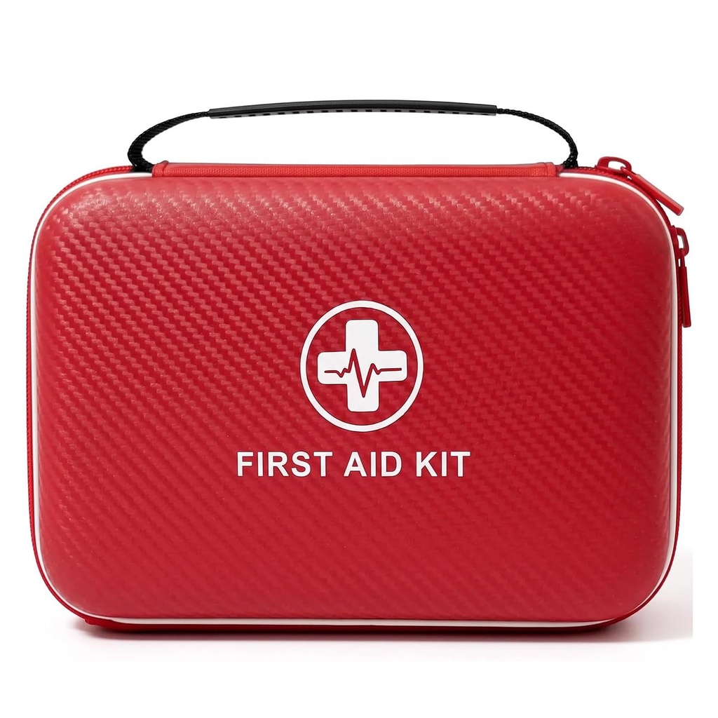 First Aid Kit Empty- Smart Compartments First Aid Kit Case with Waterproof EVA Hard Shell Case for Home, Car, Hiking, Camping & Travel, Compact & Portable Emergency Medical Kits-Red